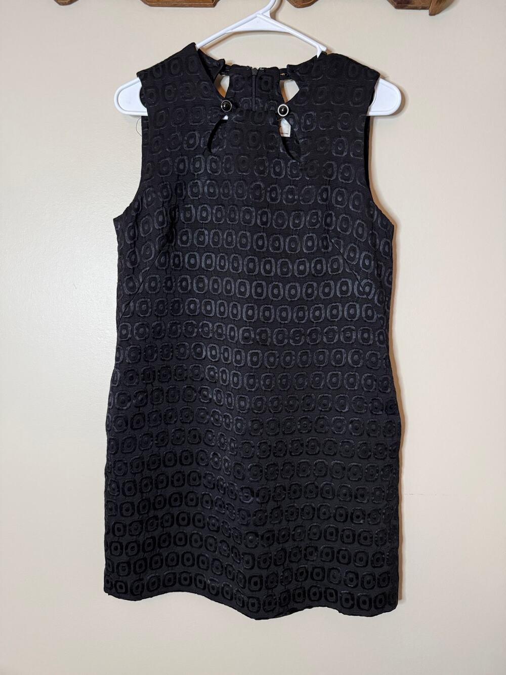 Milly of New York Black Textured Sheath Dress Women’s Size 8 Keyhole Back